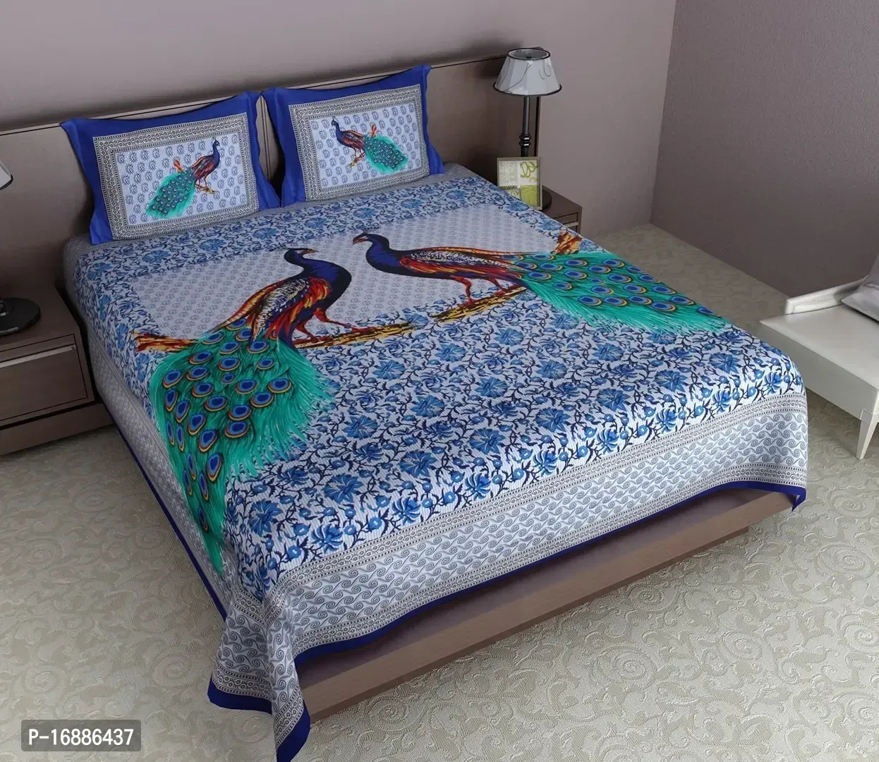 Jaipuri print double bed bedsheet with 2 pillow cover