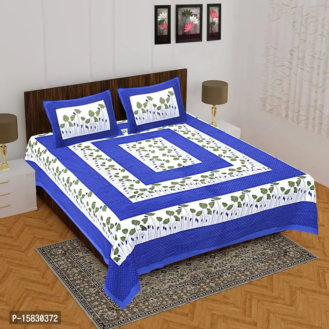 Cotton double bed bedsheet with 2 pillow cover