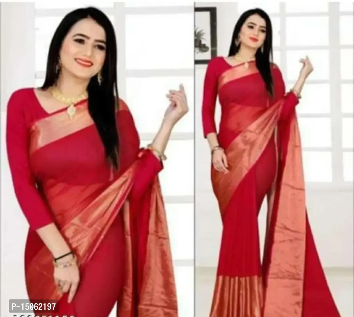 Chiffon jari border saree with 1 blouse piece