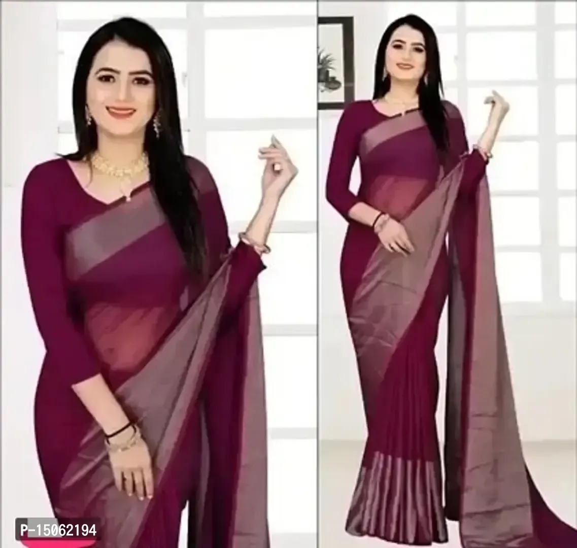 Chiffon jari border saree with blouse .piece
