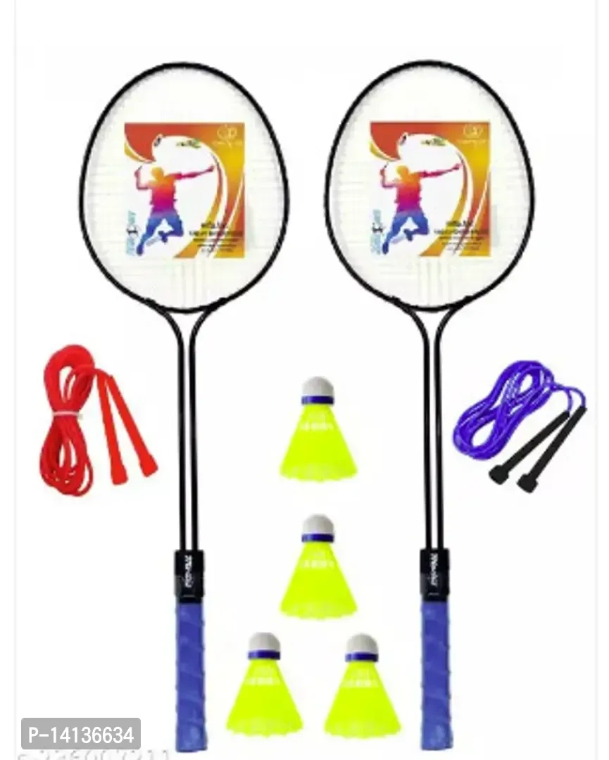 Badminton with 2 skipping rope & 4 shuttle coke