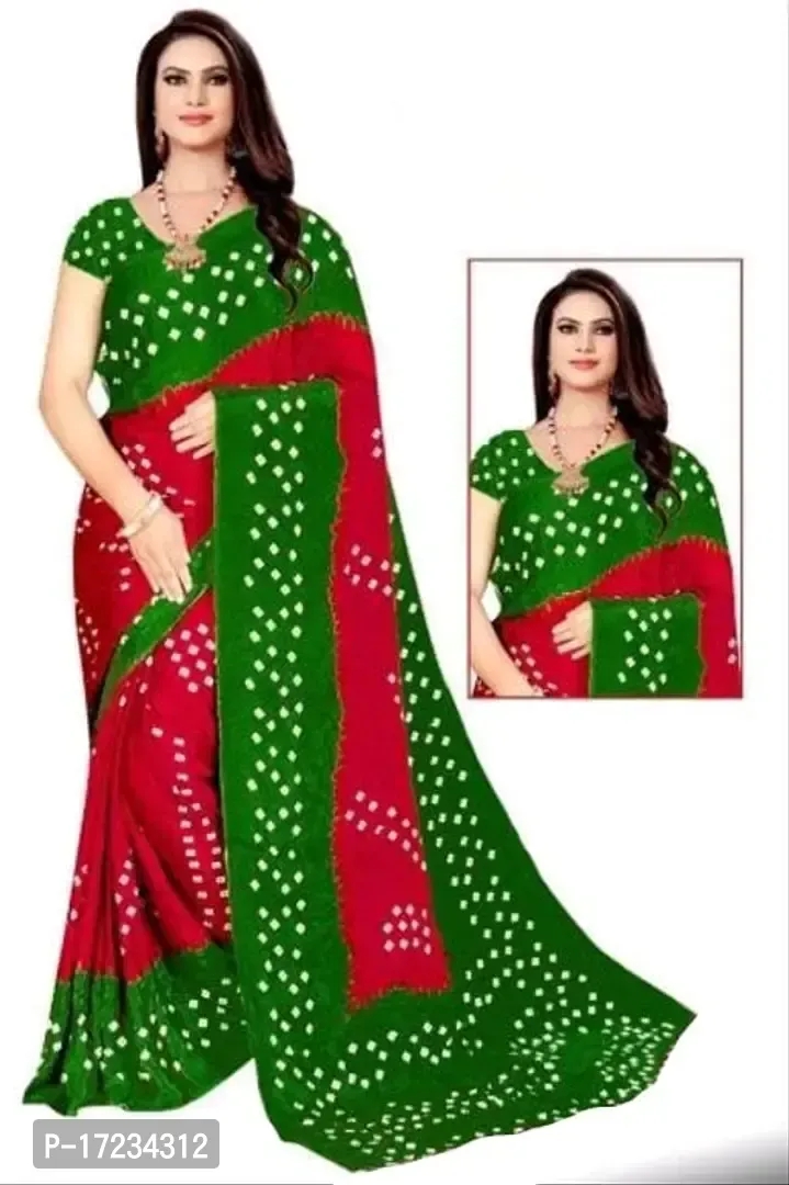 Bandhani Georgette Printed  Sarees with blouse Piece