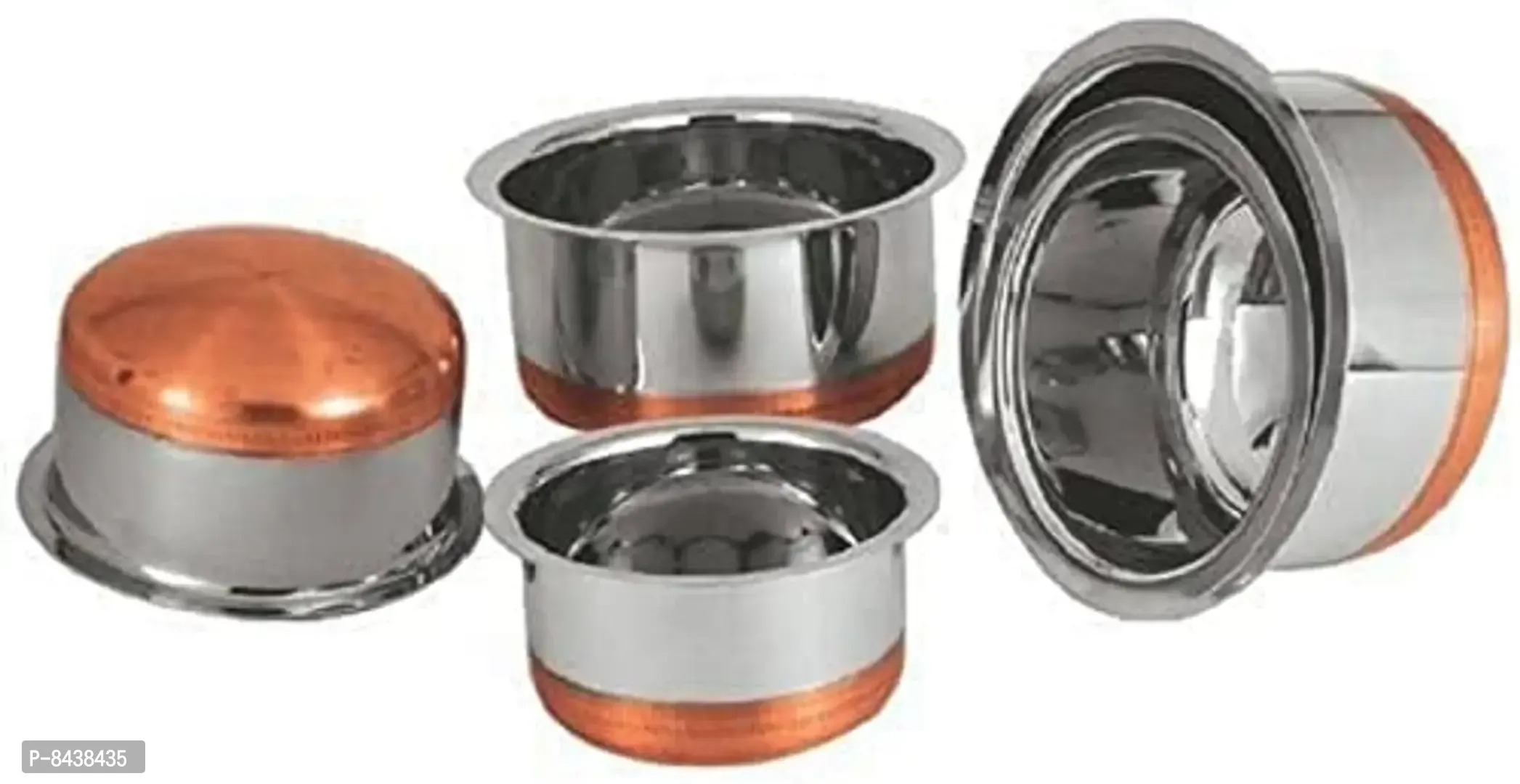 Stainless steel with copper bottom set of 5 pots